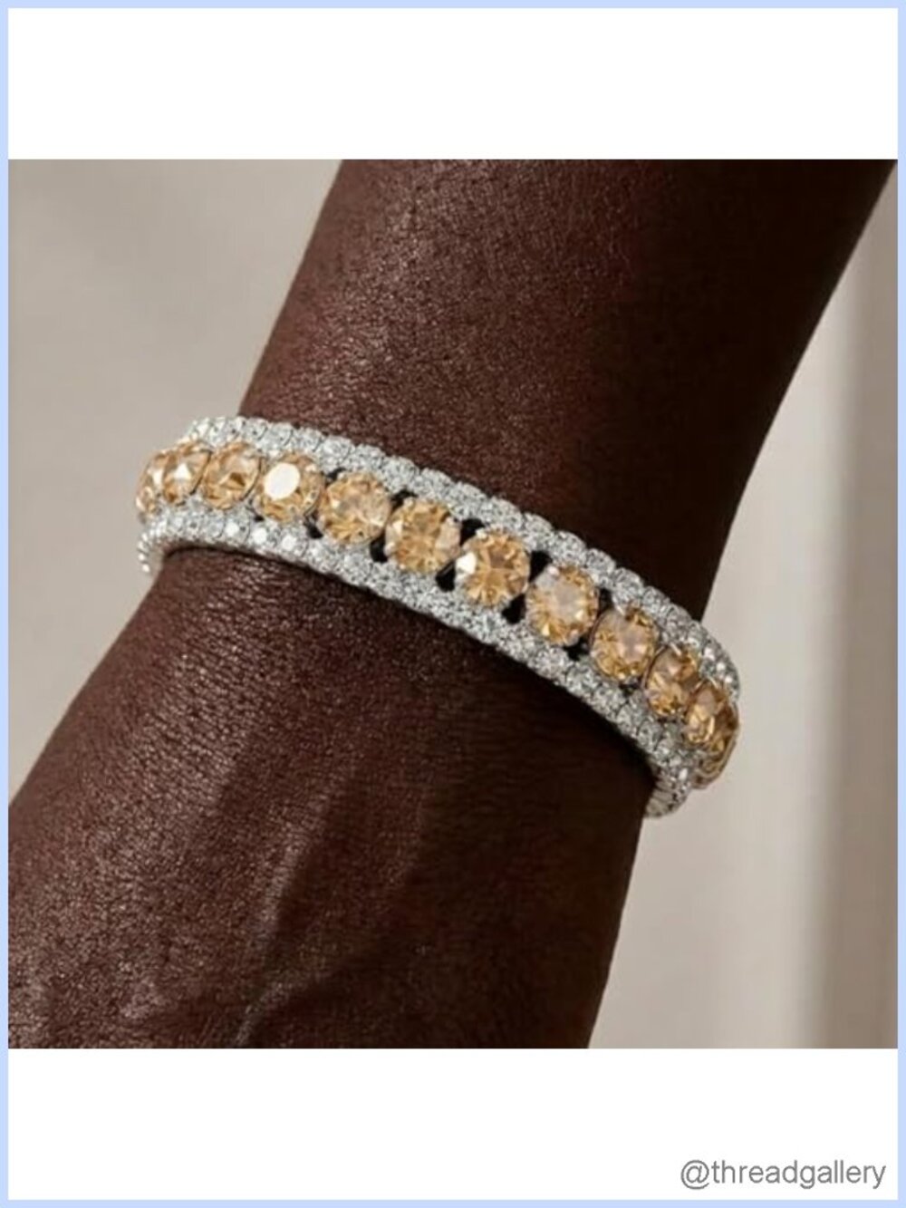 Gold Tone Tennis Bracelet Sparkling Party Wristband for Women